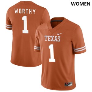 Women's Texas Longhorns #1 Xavier Worthy Orange Nike NIL College Football Jersey 992411-851