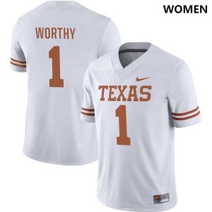 Women's Texas Longhorns #1 Xavier Worthy White Nike NIL College Football Jersey 842896-282