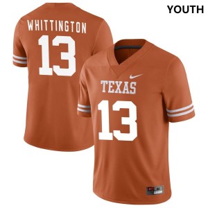 Youth Texas Longhorns #13 Jordan Whittington Orange Nike NIL College Football Jersey 185475-886