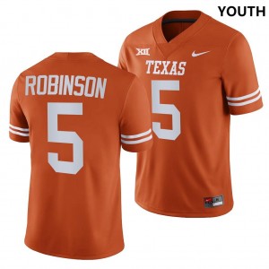 Youth Texas Longhorns #5 Bijan Robinson Orange Nike NIL College Football Jersey 423473-583