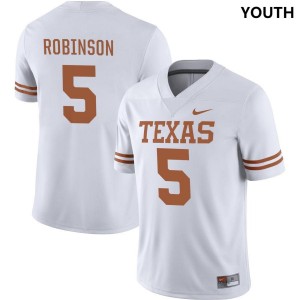 Youth Texas Longhorns #5 Bijan Robinson White Nike NIL College Football Jersey 909881-802