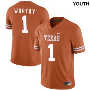 Youth Texas Longhorns #1 Xavier Worthy Orange Nike NIL College Football Jersey 814273-119