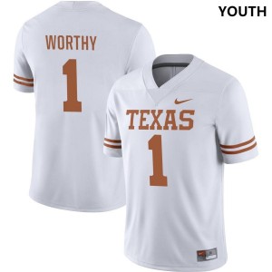 Youth Texas Longhorns #1 Xavier Worthy White Nike NIL College Football Jersey 117632-260