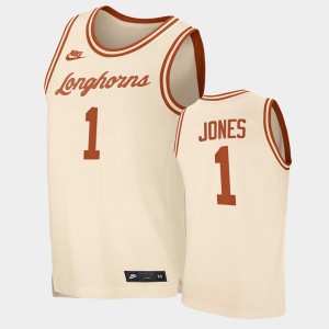 Men's Texas Longhorns #1 Andrew Jones Cream Replica Retro Limited Jersey 487716-548