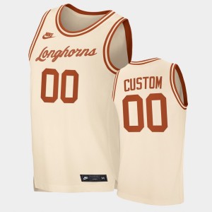 Men's Texas Longhorns #00 Custom Cream Replica Retro Limited Jersey 795077-230