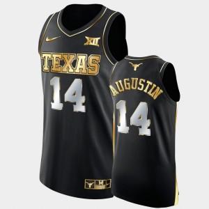 Men's Texas Longhorns #14 D.J. Augustin Black Golden Authentic College Basketball Jersey 183735-281