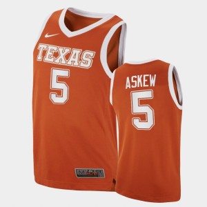 Men's Texas Longhorns #5 Devin Askew Orange 2021 Top Transfers College Basketball Jersey 352042-522