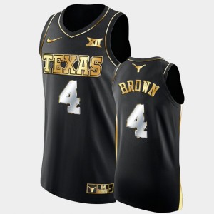 Men's Texas Longhorns #4 Greg Brown Black Golden Authentic College Basketball Jersey 272715-809