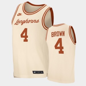 Men's Texas Longhorns #4 Greg Brown Cream Replica Retro Limited Jersey 676600-931