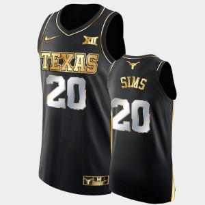 Men's Texas Longhorns #20 Jericho Sims Black Golden Authentic College Basketball Jersey 753209-622