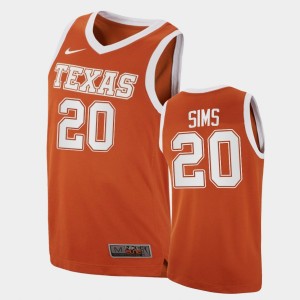 Men's Texas Longhorns #20 Jericho Sims Orange College Basketball Replica Jersey 355454-898
