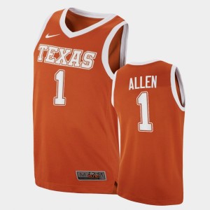 Men's Texas Longhorns #1 Timmy Allen Orange 2021 Transfer Away College Basketball Jersey 327257-723