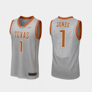 Men's Texas Longhorns #1 Andrew Jones Gray College Basketball Replica Jersey 486592-381