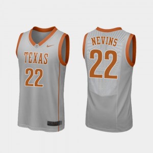 Men's Texas Longhorns #22 Blake Nevins Gray College Basketball Replica Jersey 419879-107