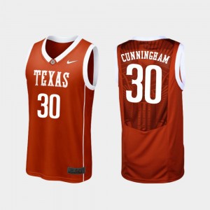 Men's Texas Longhorns #30 Brock Cunningham Burnt Orange College Basketball Replica Jersey 866003-737