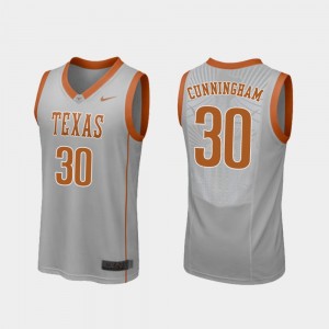 Men's Texas Longhorns #30 Brock Cunningham Gray College Basketball Replica Jersey 686777-522