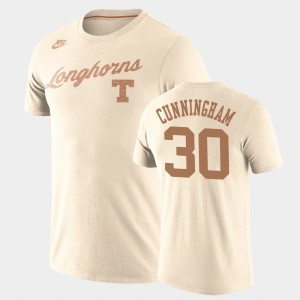 Men's Texas Longhorns #30 Brock Cunningham Cream Tri-Blend Retro Basketball T-Shirt 154222-982