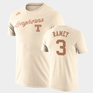 Men's Texas Longhorns #3 Courtney Ramey Cream Tri-Blend Retro Basketball T-Shirt 146858-695