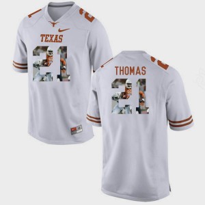 Men's Texas Longhorns #21 Duke Thomas White Pictorial Fashion Jersey 397577-811