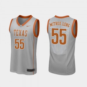 Men's Texas Longhorns #55 Elijah Mitrou-Long Gray College Basketball Replica Jersey 894670-805