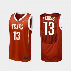 Men's Texas Longhorns #13 Jase Febres Burnt Orange College Basketball Replica Jersey 874596-159