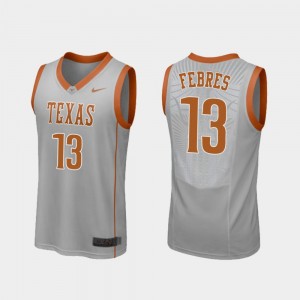 Men's Texas Longhorns #13 Jase Febres Gray College Basketball Replica Jersey 232540-271