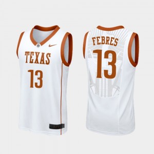 Men's Texas Longhorns #13 Jase Febres White College Basketball Replica Jersey 854733-682