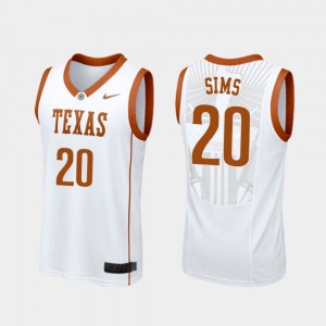 Men's Texas Longhorns #20 Jericho Sims White College Basketball Replica Jersey 257083-501