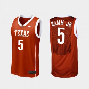 Men's Texas Longhorns #5 Royce Hamm Jr Burnt Orange College Basketball Replica Jersey 226498-761