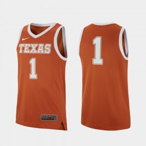 Men's Texas Longhorns #1 Texas Orange College Basketball Replica Jersey 694374-805