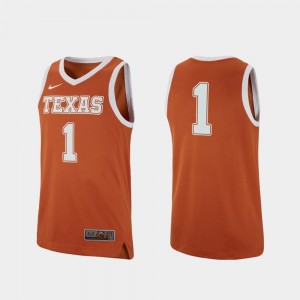 Men's Texas Longhorns #1 Texas Orange College Basketball Replica Jersey 193506-821