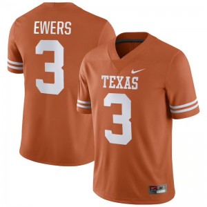 Men's Texas Longhorns #3 Quinn Ewers Orange Nike NIL College Football Jersey 114361-192