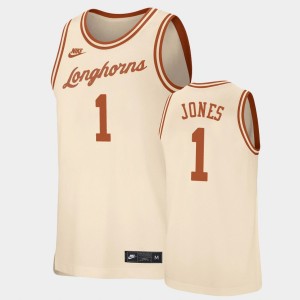 Men's Texas Longhorns #1 Andrew Jones Cream Retro Basketball Replica Jersey 724172-346