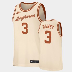 Men's Texas Longhorns #3 Courtney Ramey Cream Retro Basketball Replica Jersey 677100-438