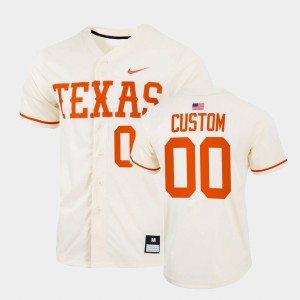 Men's Texas Longhorns #00 Custom Natural Full-Button College Baseball Jersey 219232-498
