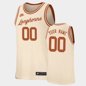 Men's Texas Longhorns #00 Custom Cream Retro Basketball Replica Jersey 208257-611