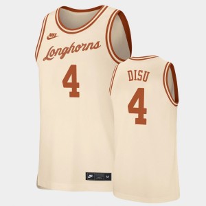 Men's Texas Longhorns #4 Dylan Disu Cream Retro Basketball Replica Jersey 777627-157