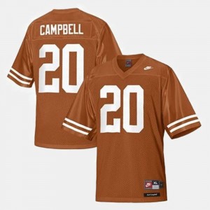 Youth Texas Longhorns #20 Earl Campbell Orange College Football Jersey 125739-140
