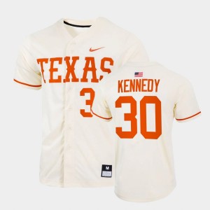 Men's Texas Longhorns #30 Eric Kennedy Natural Full-Button College Baseball Jersey 777432-206