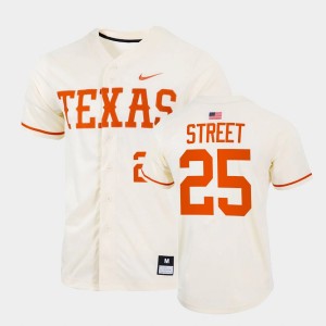 Men's Texas Longhorns #25 Huston Street Natural Full-Button College Baseball Jersey 128481-334