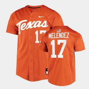 Men's Texas Longhorns #17 Ivan Melendez Orange Full-Button College Baseball Jersey 328988-233