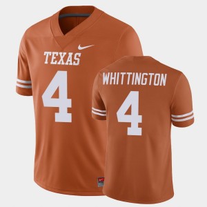 Men's Texas Longhorns #4 Jordan Whittington Orange Game Jersey 247493-924