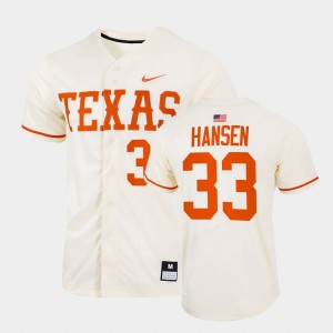 Men's Texas Longhorns #33 Pete Hansen Natural Full-Button College Baseball Jersey 951390-695