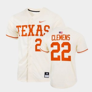 Men's Texas Longhorns #22 Roger Clemens Natural Full-Button College Baseball Jersey 448088-595