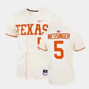 Men's Texas Longhorns #5 Skyler Messinger Natural Full-Button College Baseball Jersey 761655-203