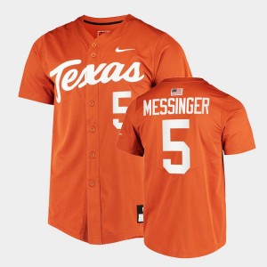 Men's Texas Longhorns #5 Skyler Messinger Orange Full-Button College Baseball Jersey 898005-127