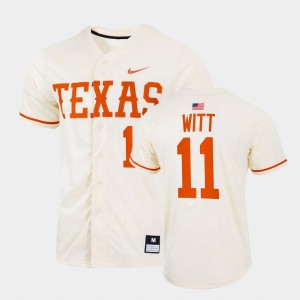 Men's Texas Longhorns #11 Tanner Witt Natural Full-Button College Baseball Jersey 525879-403