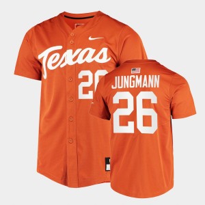 Men's Texas Longhorns #26 Taylor Jungmann Orange Full-Button College Baseball Jersey 491849-442