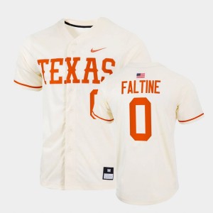 Men's Texas Longhorns #0 Trey Faltine Natural Full-Button College Baseball Jersey 254215-753