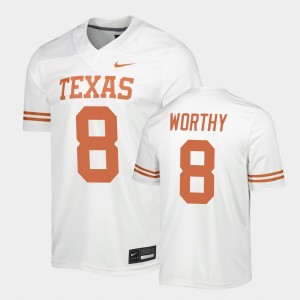 Men's Texas Longhorns #8 Xavier Worthy White Game Jersey 815507-619